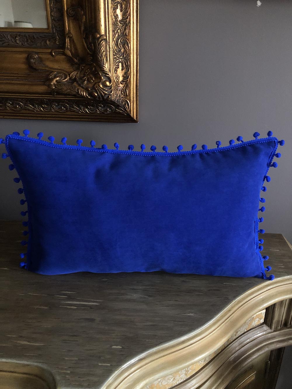 Parliament Mavisi Ponponlu Yastık Kılıfı (Uzun)