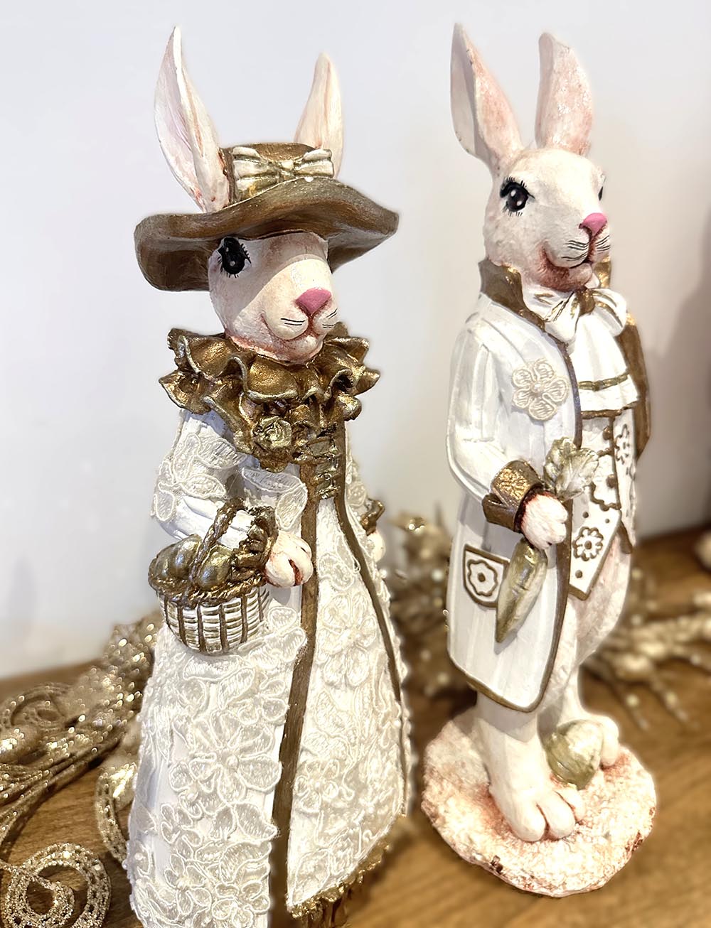 Beyaz Tavşan Ailesi -Paskalya, Dekoratif Aksesuar ,Biblo