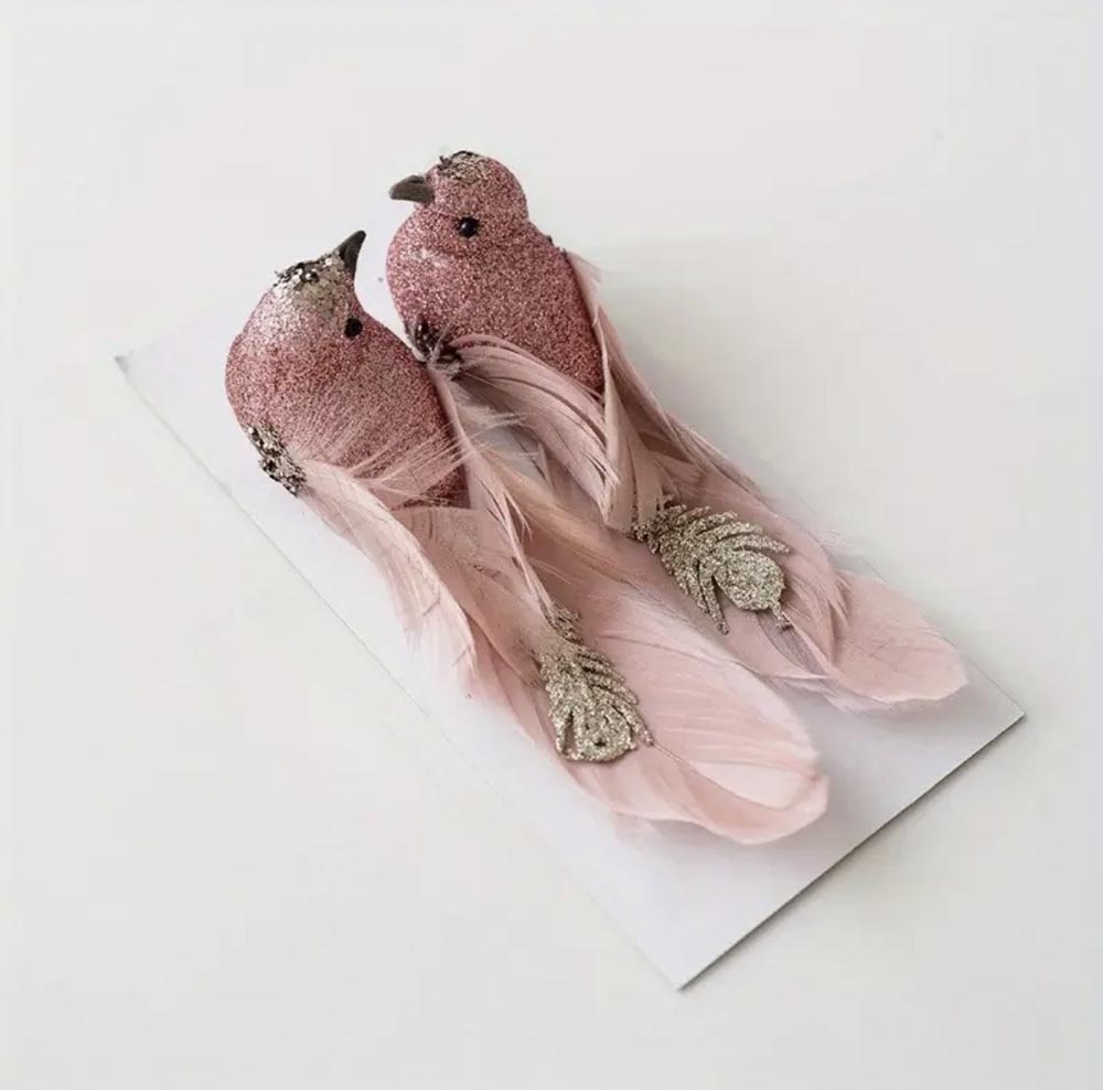 Pembe Kuş-Yılbaşı Çam Ağacı Süsü,Yılbaşı Dekorasyonu