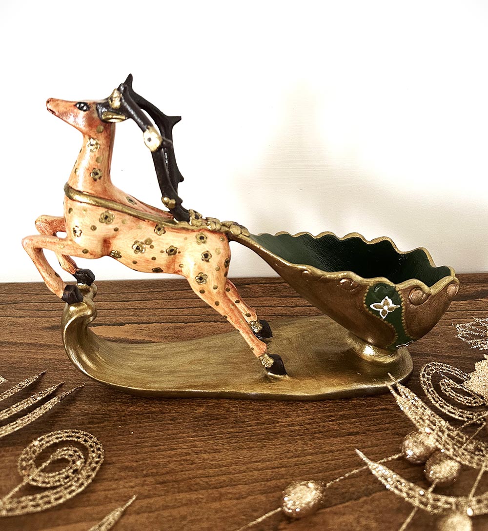 Geyikli Deforatif Şaraplık Biblo , Yılbaşı Aksesuarı