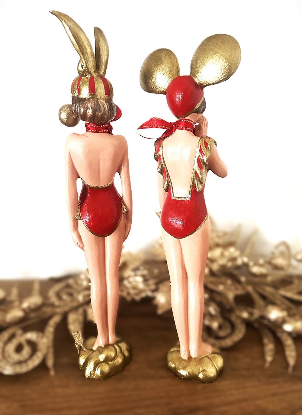 Kırmızılı Danscı Kızlar-Dekoratif Obje ,Yılbaşı Aksesuar, Biblo