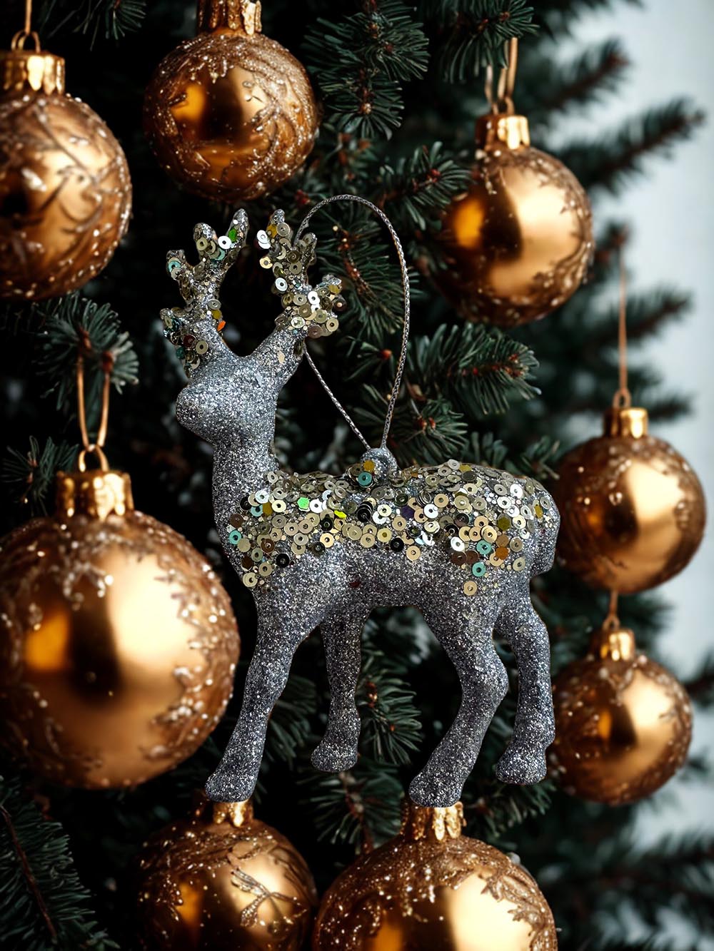Pırıltılı Geyik Yılbaşı Çam Ağacı Süsü,Yılbaşı Dekoru