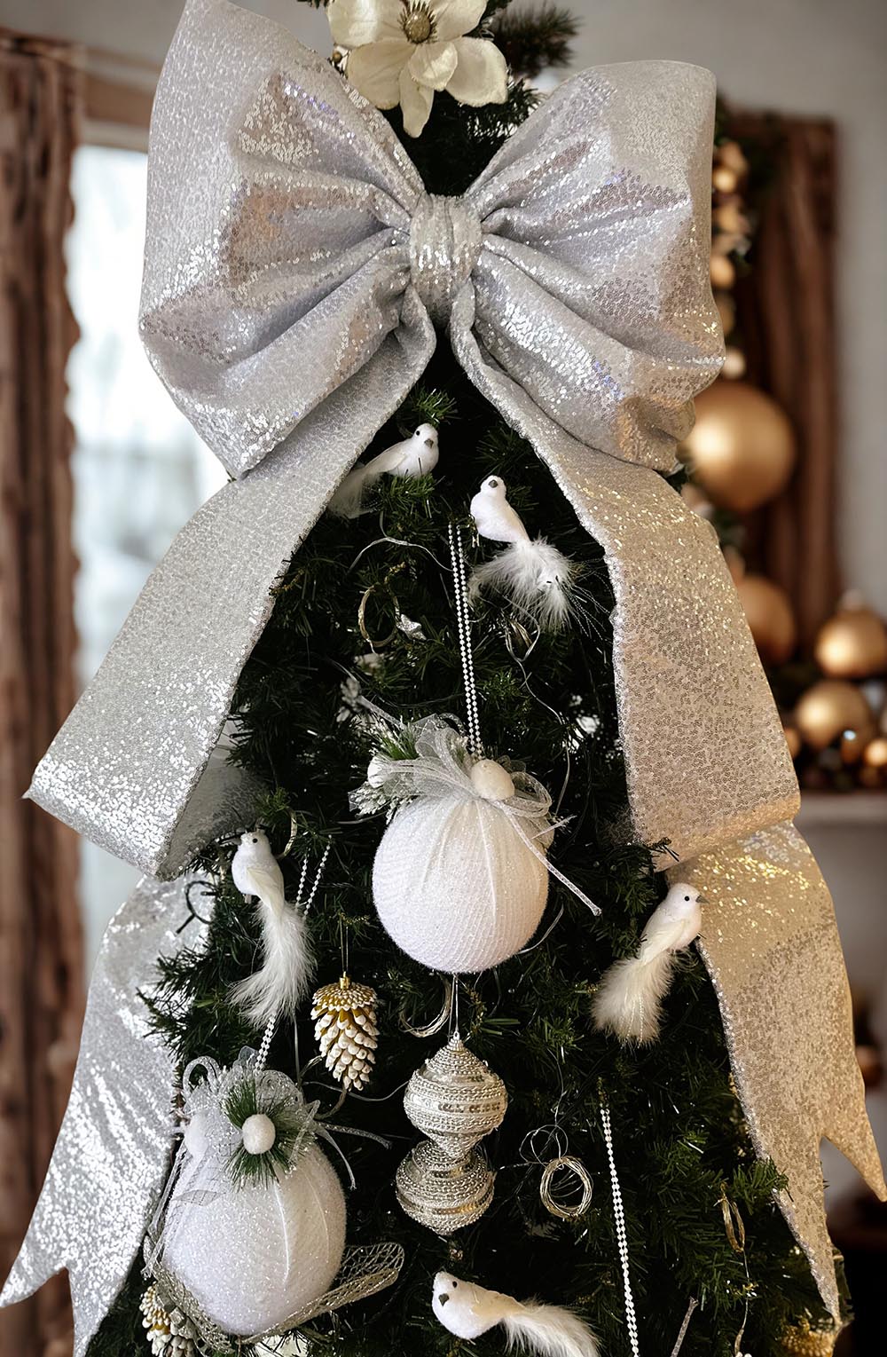 Gümüş Pırıltılı Fiyonk Yılbaşı Çam Ağaçı Süsü