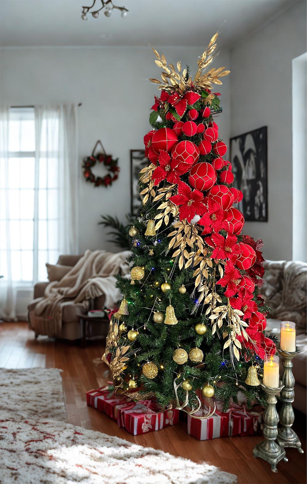 Kırmızı Dev Boy Yılbaşı Çam Ağacı Süsü - 12 Cm Yılbaşı Çam Ağacı Topu