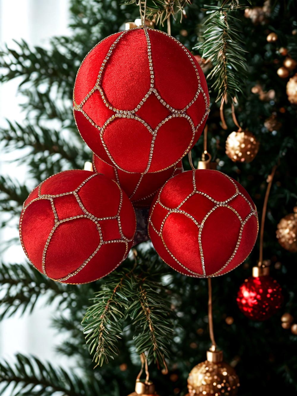 Kırmızı Dev Boy Yılbaşı Çam Ağacı Süsü - 12 Cm Yılbaşı Çam Ağacı Topu