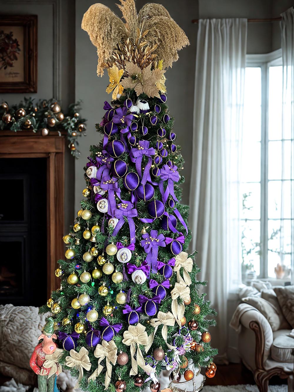Mor Kadife Çam Ağacı Süsü - 8 Cm Yılbaşı Çam Ağacı Topu