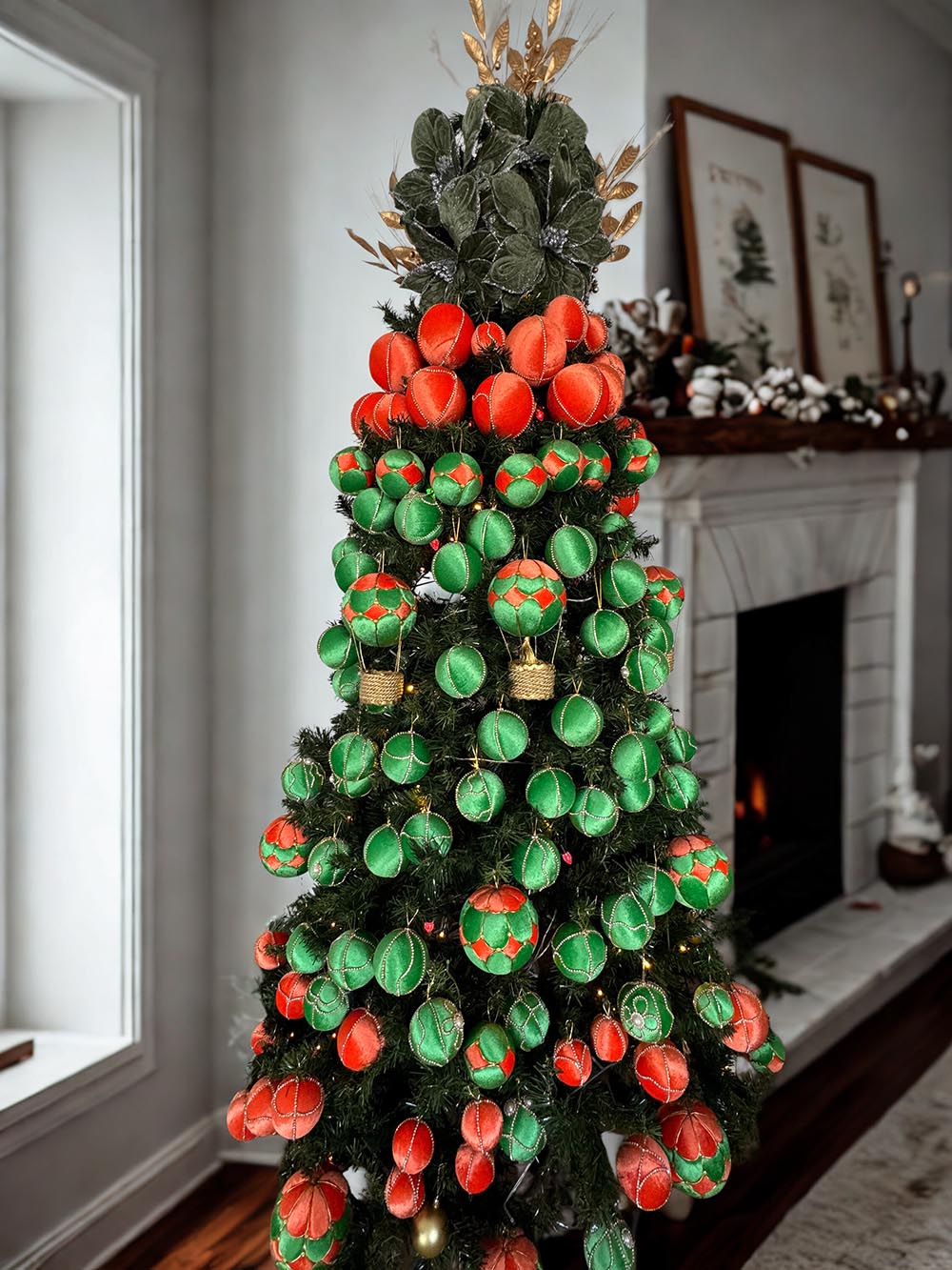 Turuncu Çam Ağacı Süsü -13 Cm Büyük Yılbaşı Çam Ağacı Topu