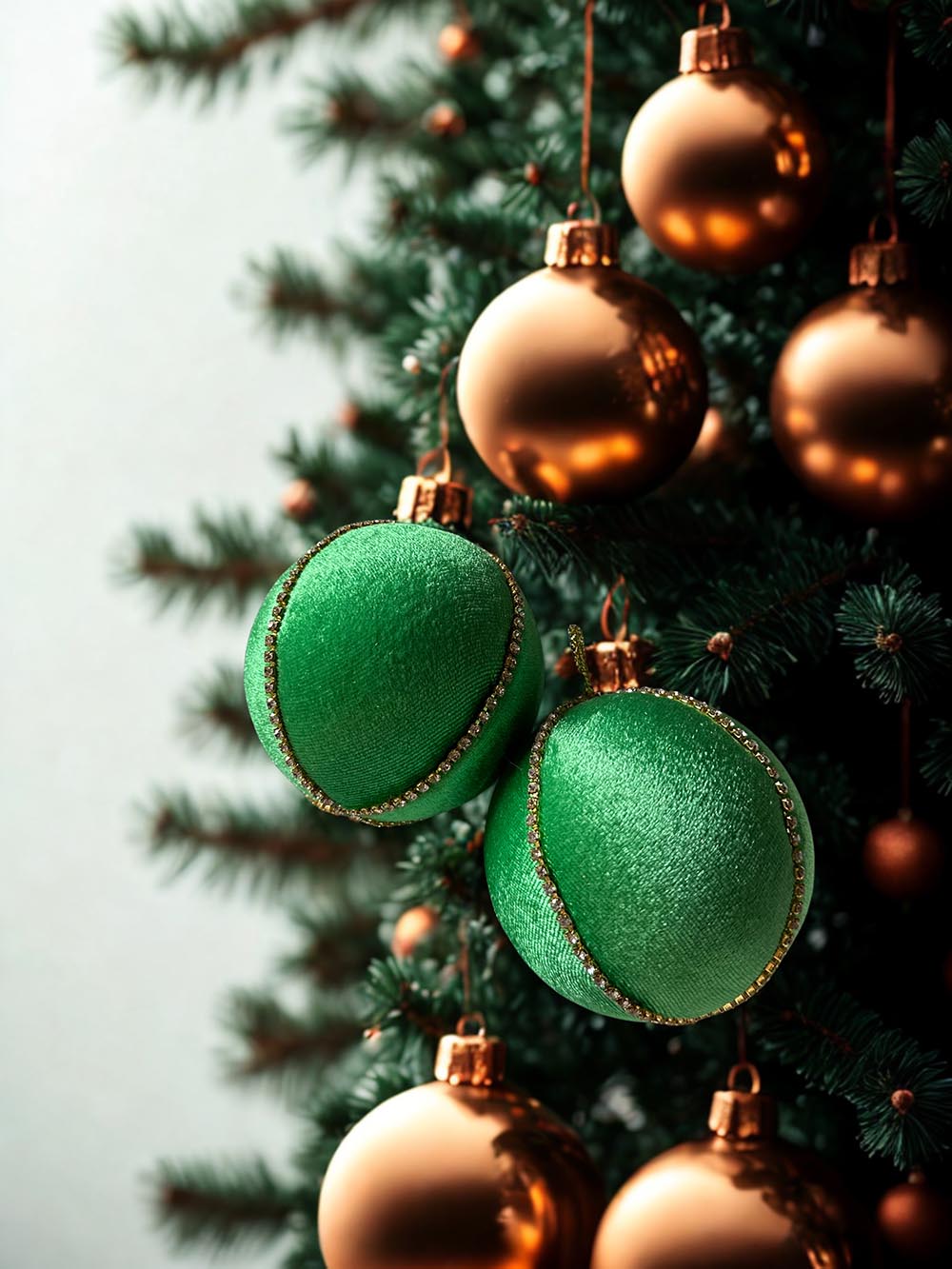 Yeşil Kadife Çam Ağacı Süsü - 8 Cm Yılbaşı Çam Ağacı Topu