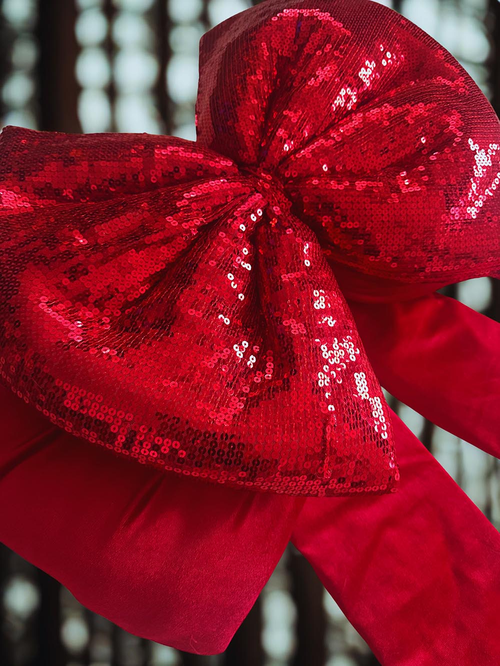 Kırmızı Işıltılı Büyük Boy Fiyonk Yılbaşı Çam Ağaçı Süsü