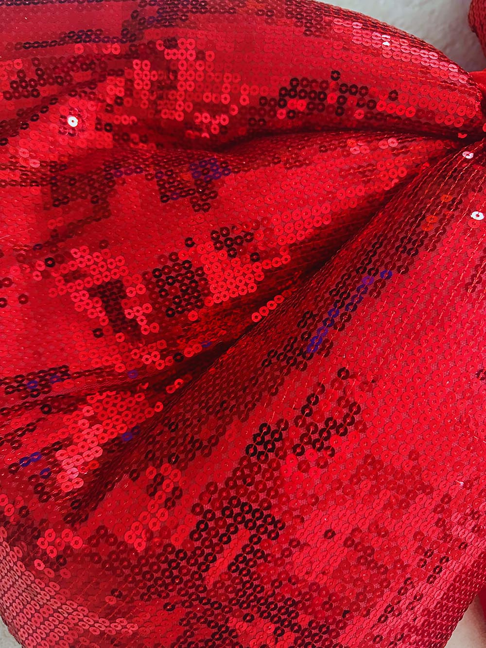 Kırmızı Kadife Işıltılı Büyük Fiyonk Yılbaşı Çam Ağaçı Süsü