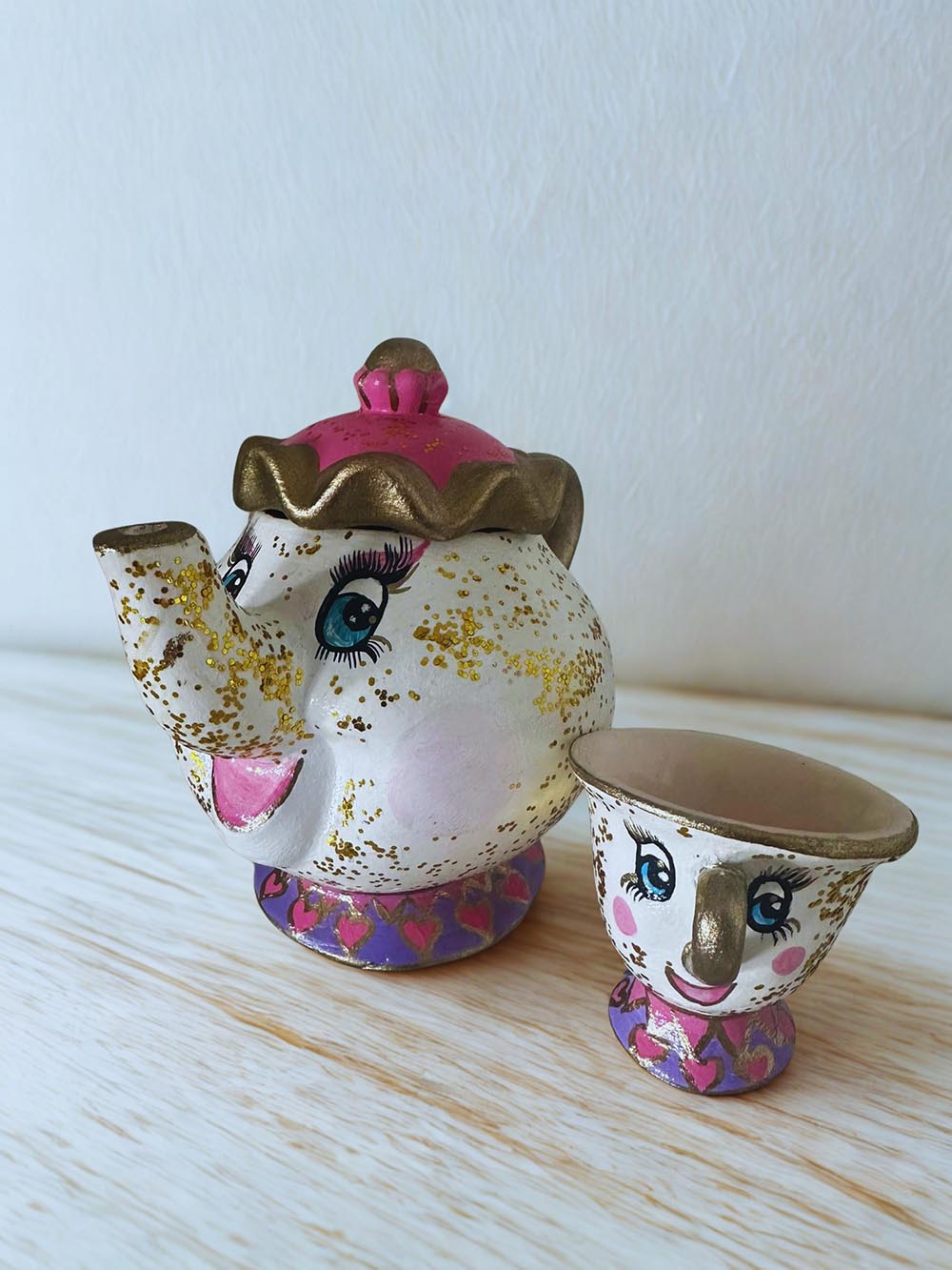 Sevimli Seramik Çaydanlık Fincan - Ev Aksesuarı Biblo