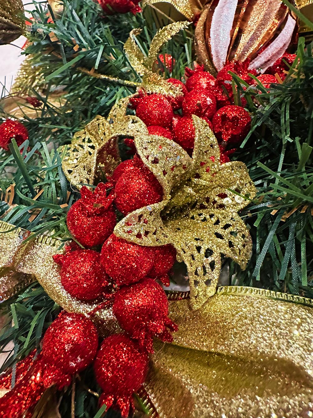 Şık Yılbaşı Kapı Süsü - Yılbaşı Garland Kapı Süsü - Çelenk