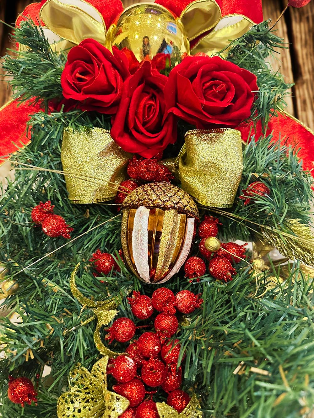 Şık Yılbaşı Kapı Süsü - Yılbaşı Garland Kapı Süsü - Çelenk