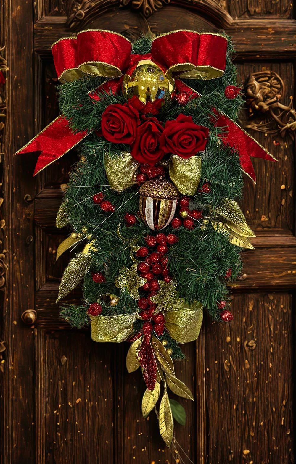 Şık Yılbaşı Kapı Süsü - Yılbaşı Garland Kapı Süsü - Çelenk